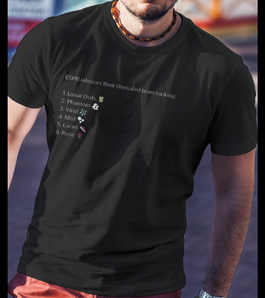 ESPN Releases Their Unrivaled Team Rankings Lunar Owls Phantom Vinyl Mist Laces Rose T-Shirt
