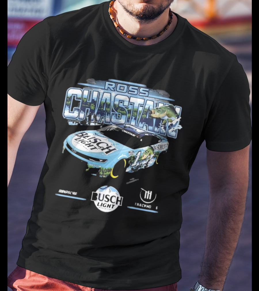 Ross Chastain Busch Light Trackhouse Racing Team Bass Car T-Shirt