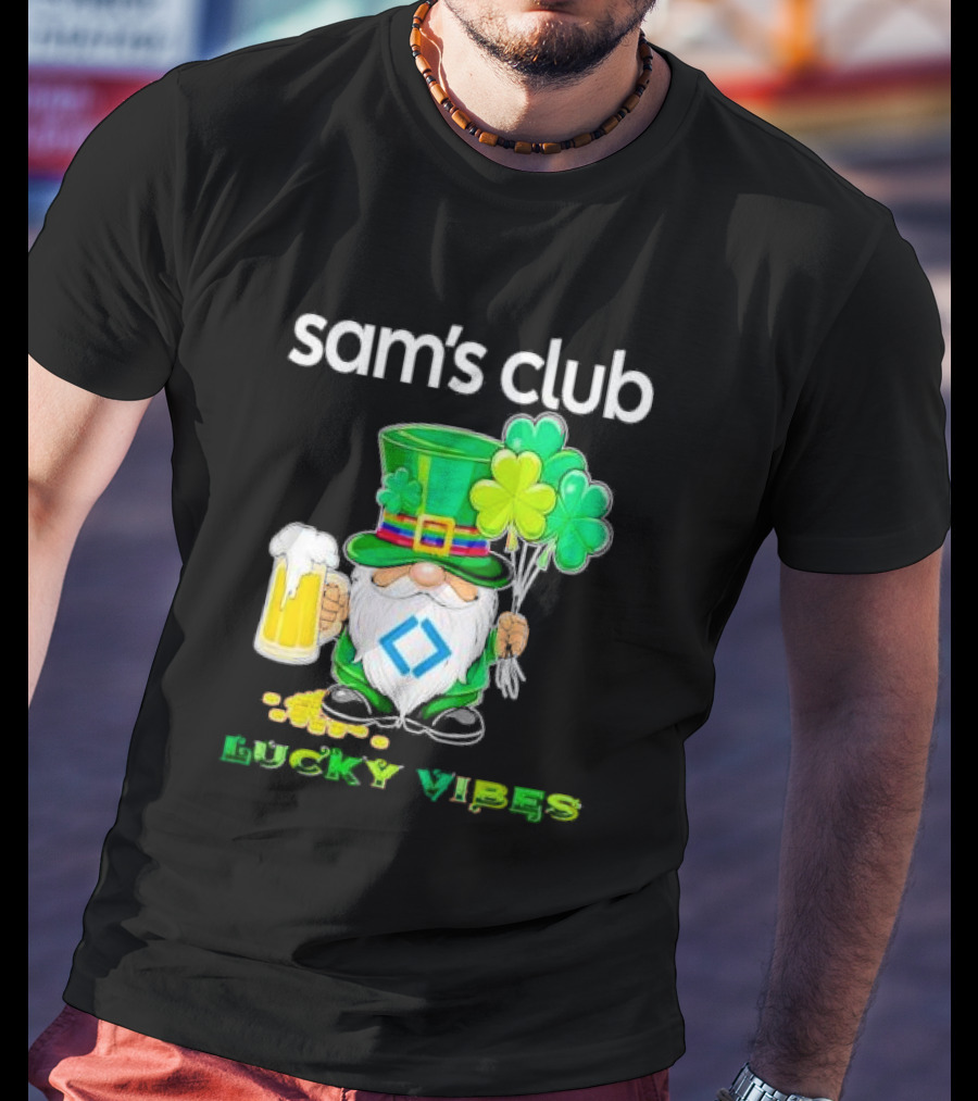 Sam’s Club Lucky Vibes St Patrick’s Day Gnomes Beer Shamrock T-Shirt