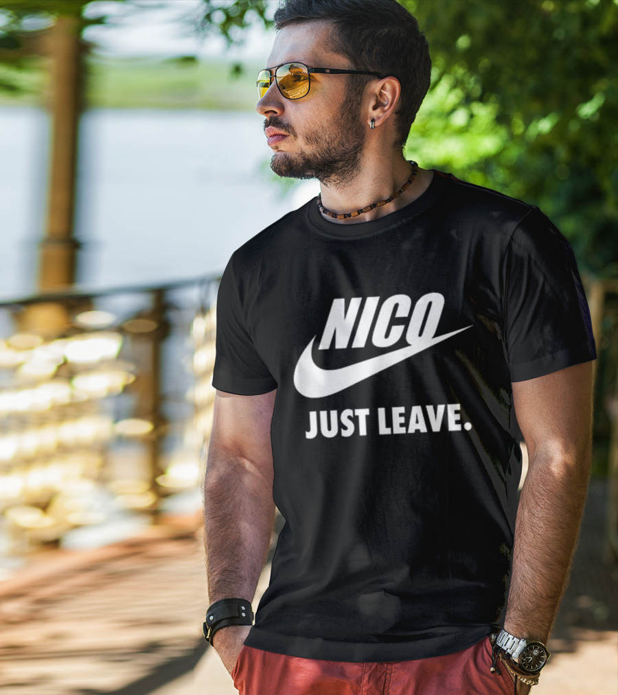 Nico Just Leave Swoosh Parody T-Shirt