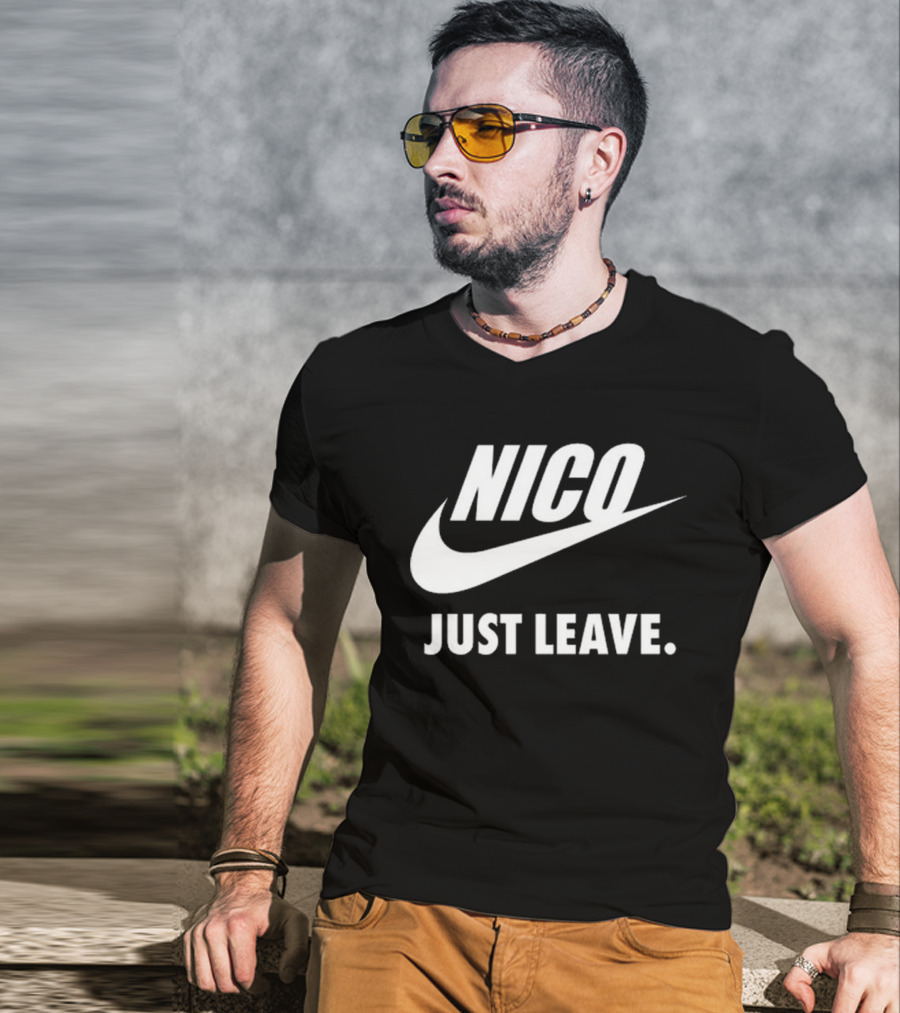 Nico Just Leave Swoosh Parody T-Shirt