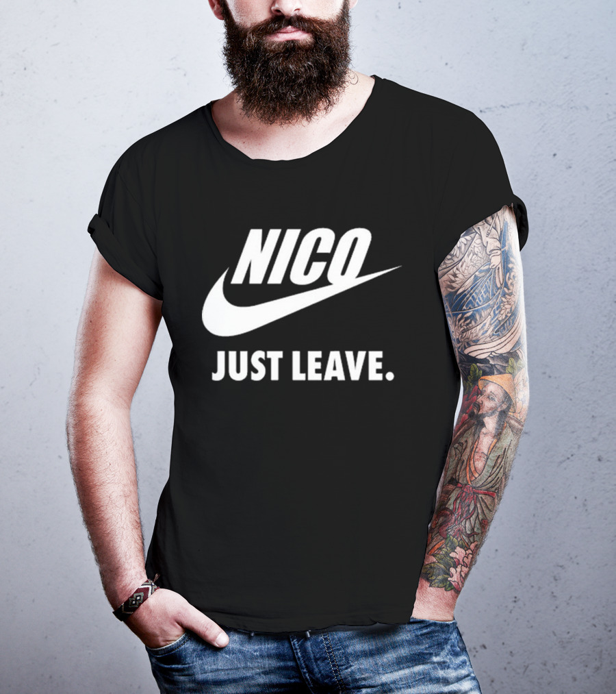 Nico Just Leave Swoosh Parody T-Shirt