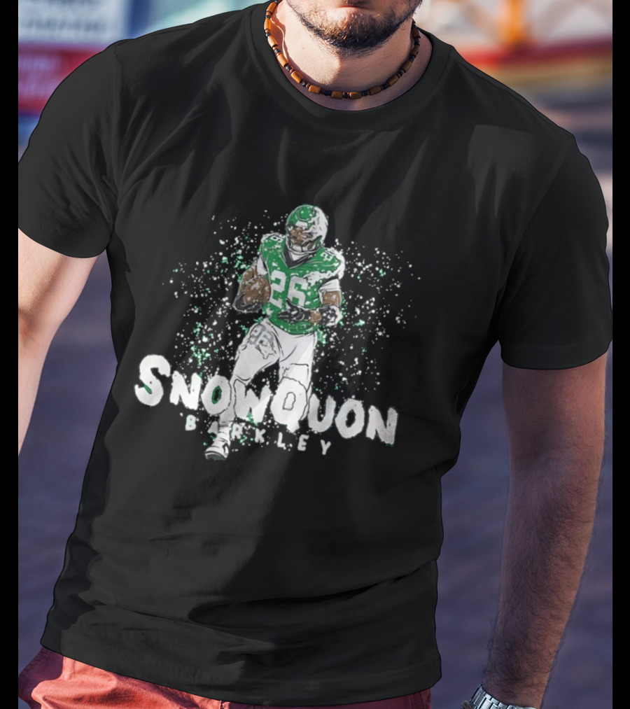 Snowquon Barkley 26 Football Player In Green And White Snow Effect T-Shirt