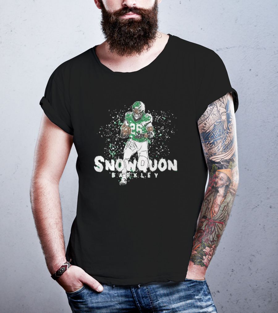 Snowquon Barkley 26 Football Player In Green And White Snow Effect T-Shirt