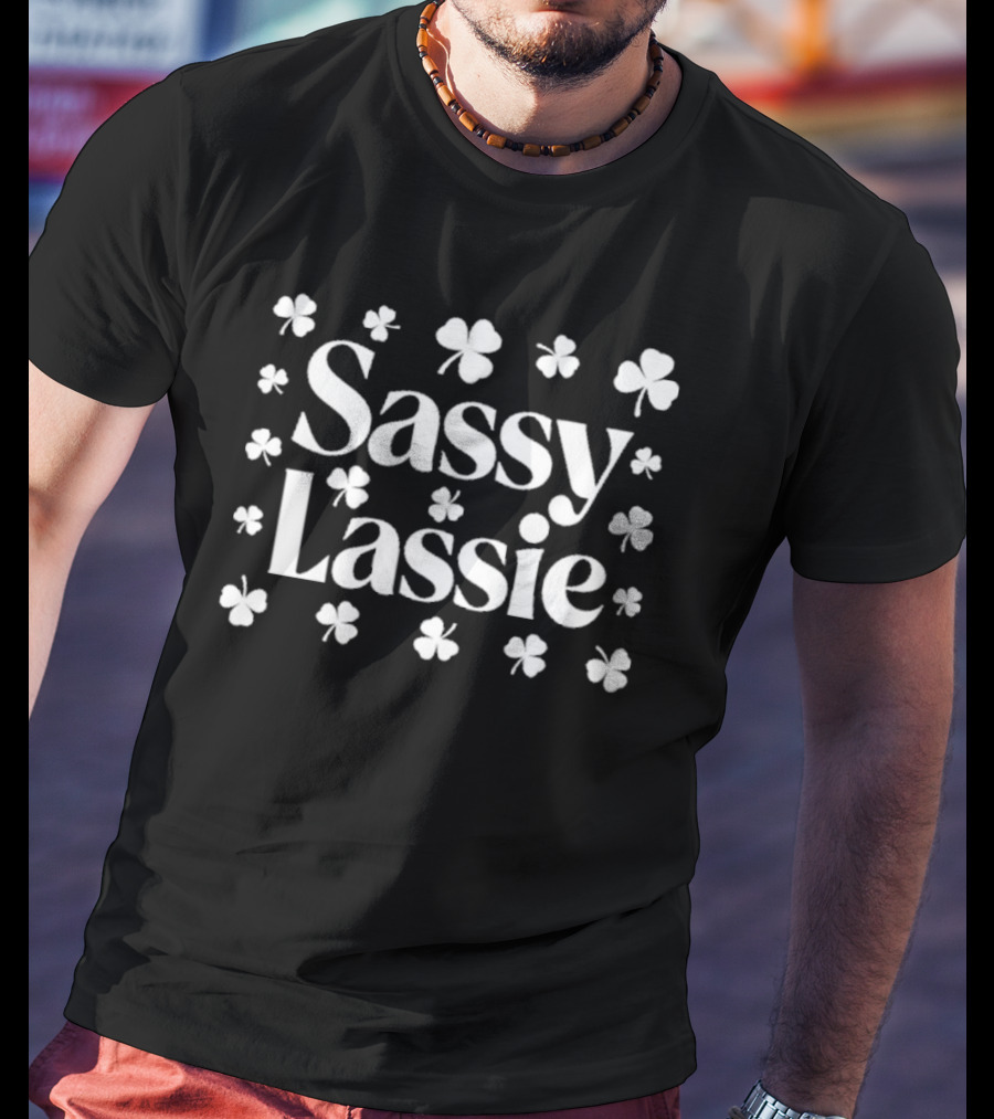 Sassy Lassie Shamrock Clover Pattern T-Shirt