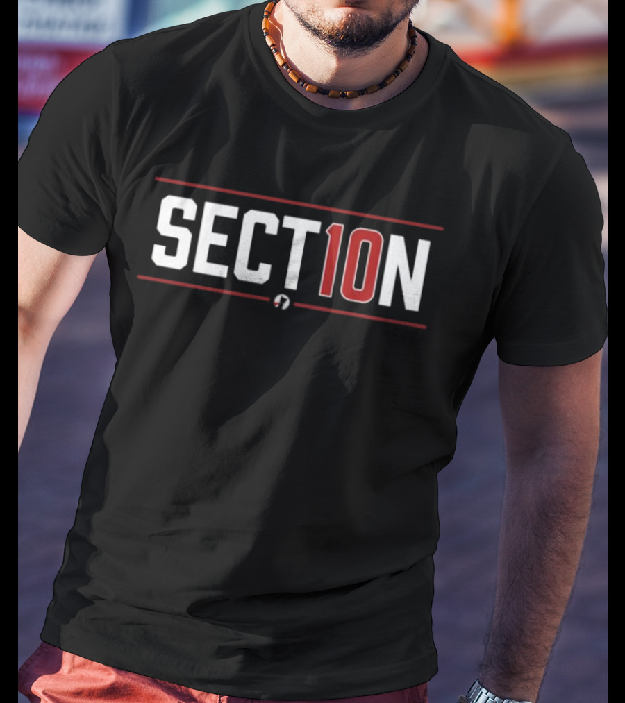 SECT10N Wordmark Red And White Text T-Shirt