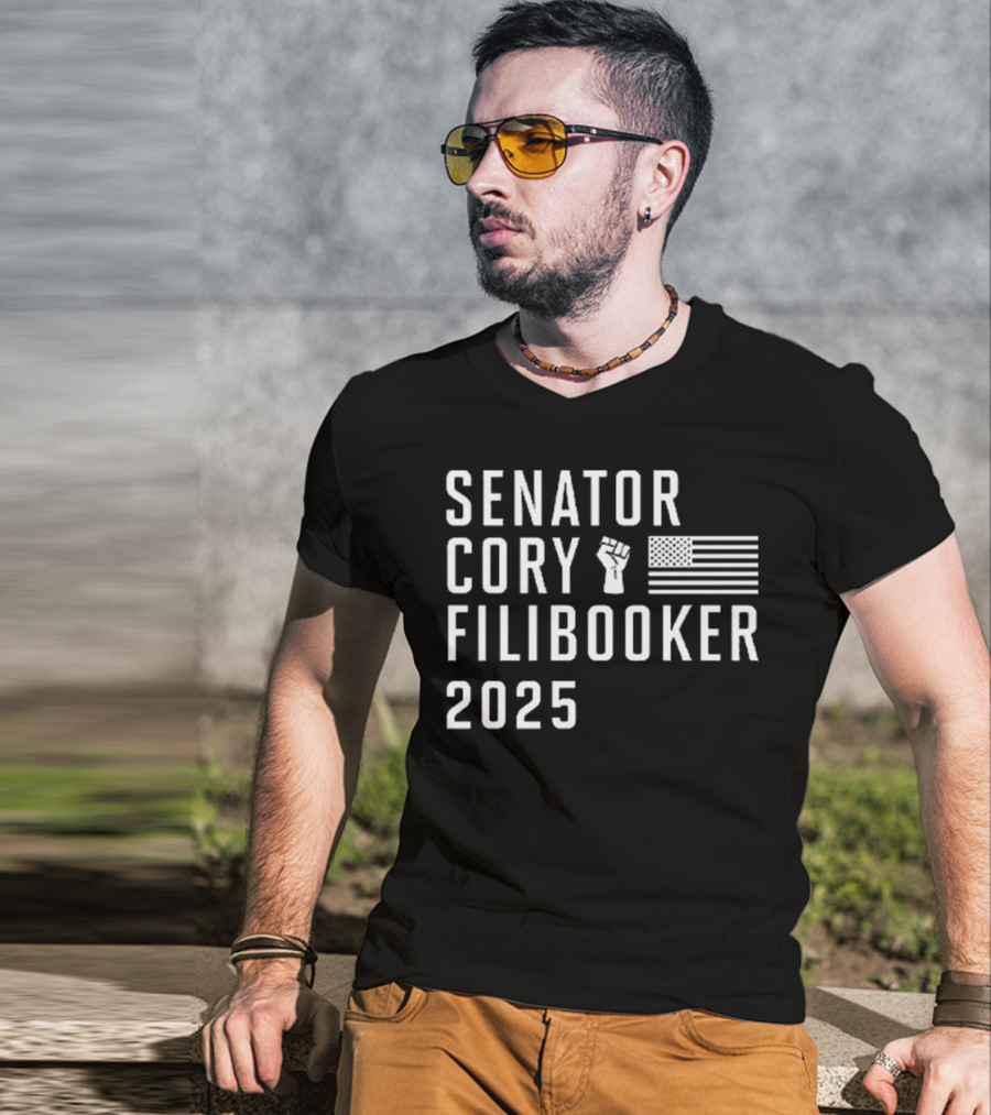 Senator Cory Filibooker 2025 Fist Flag T-Shirt