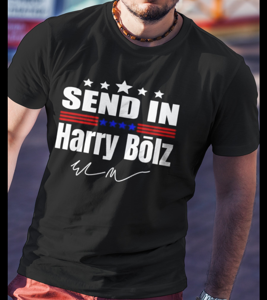 Send In Harry Bölz Signature USA Stripes Flags Stars T-Shirt