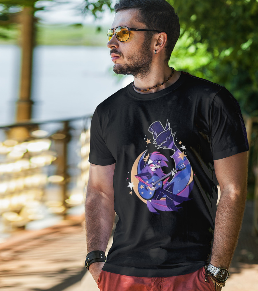 Sharkrobot I Will Be Okay Celestial Guitarist Fox In Top Hat With Stars And Moon T-Shirt