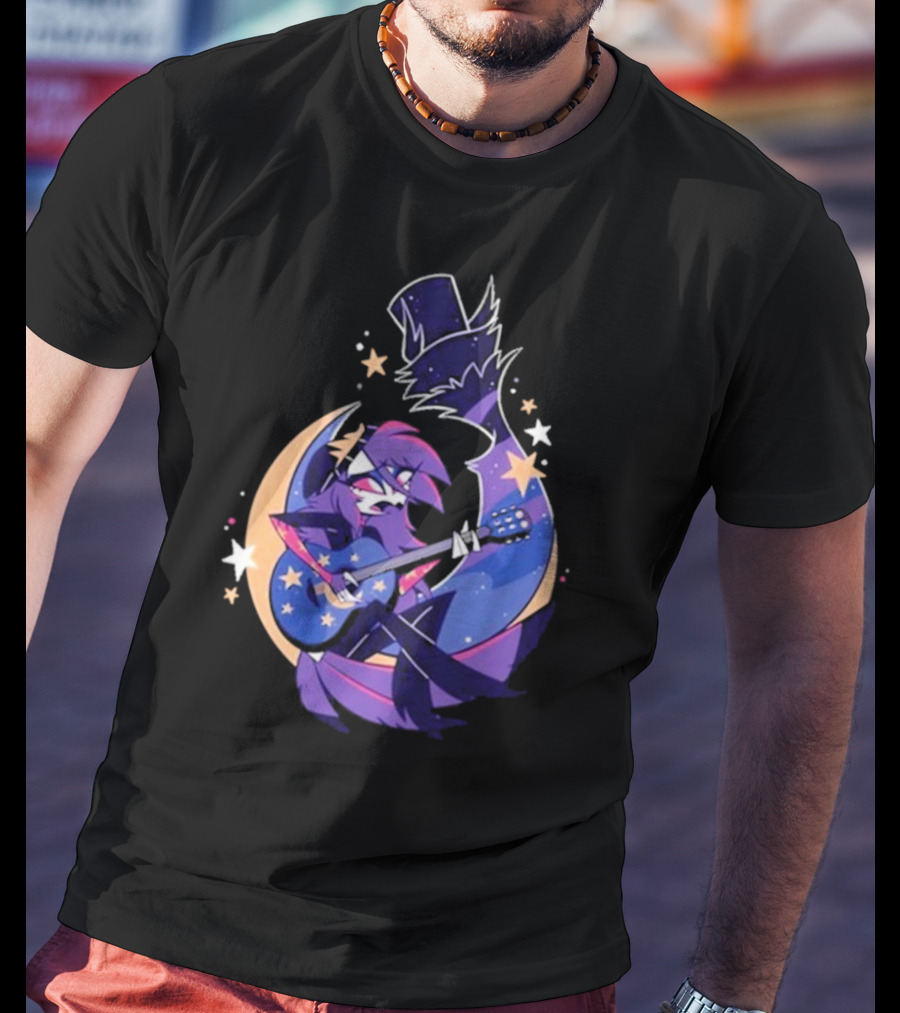 Sharkrobot I Will Be Okay Celestial Guitarist Fox In Top Hat With Stars And Moon T-Shirt