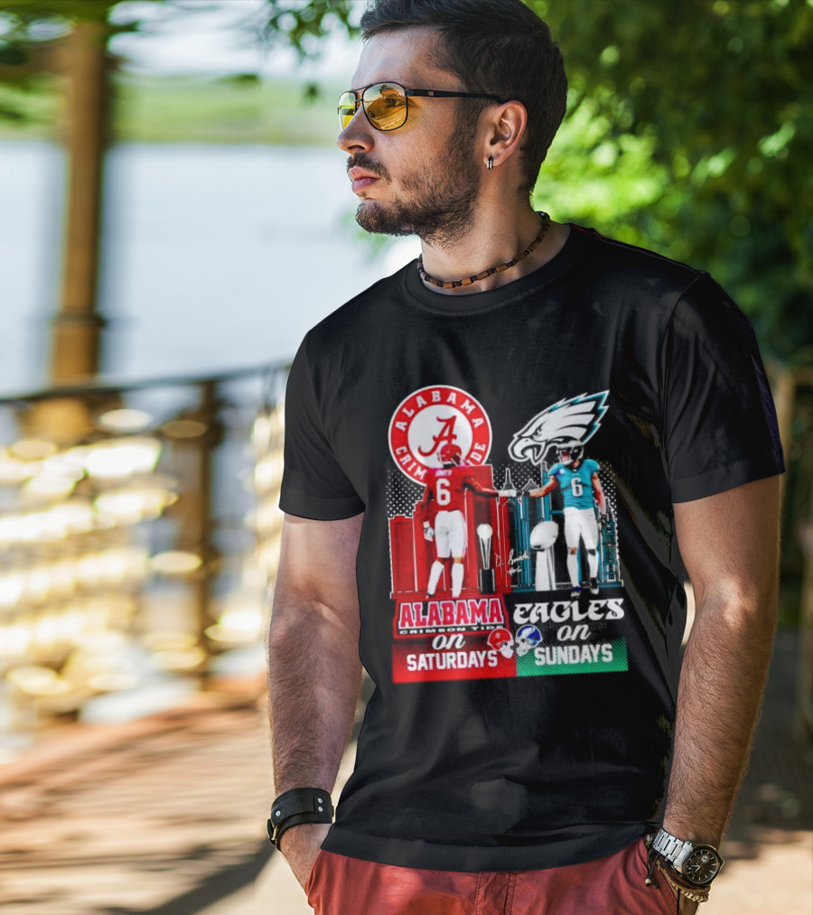 Alabama Crimson Tide Saturdays And Philadelphia Eagles Sundays Smith T-Shirt