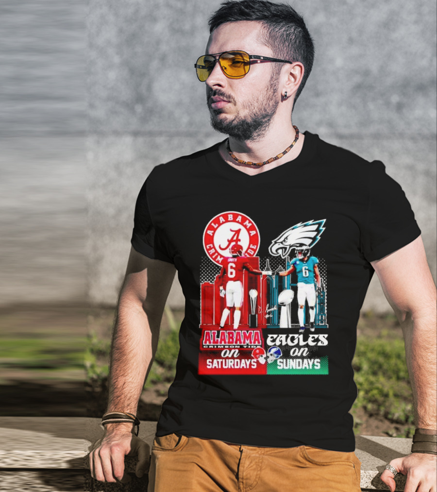 Alabama Crimson Tide Saturdays And Philadelphia Eagles Sundays Smith T-Shirt