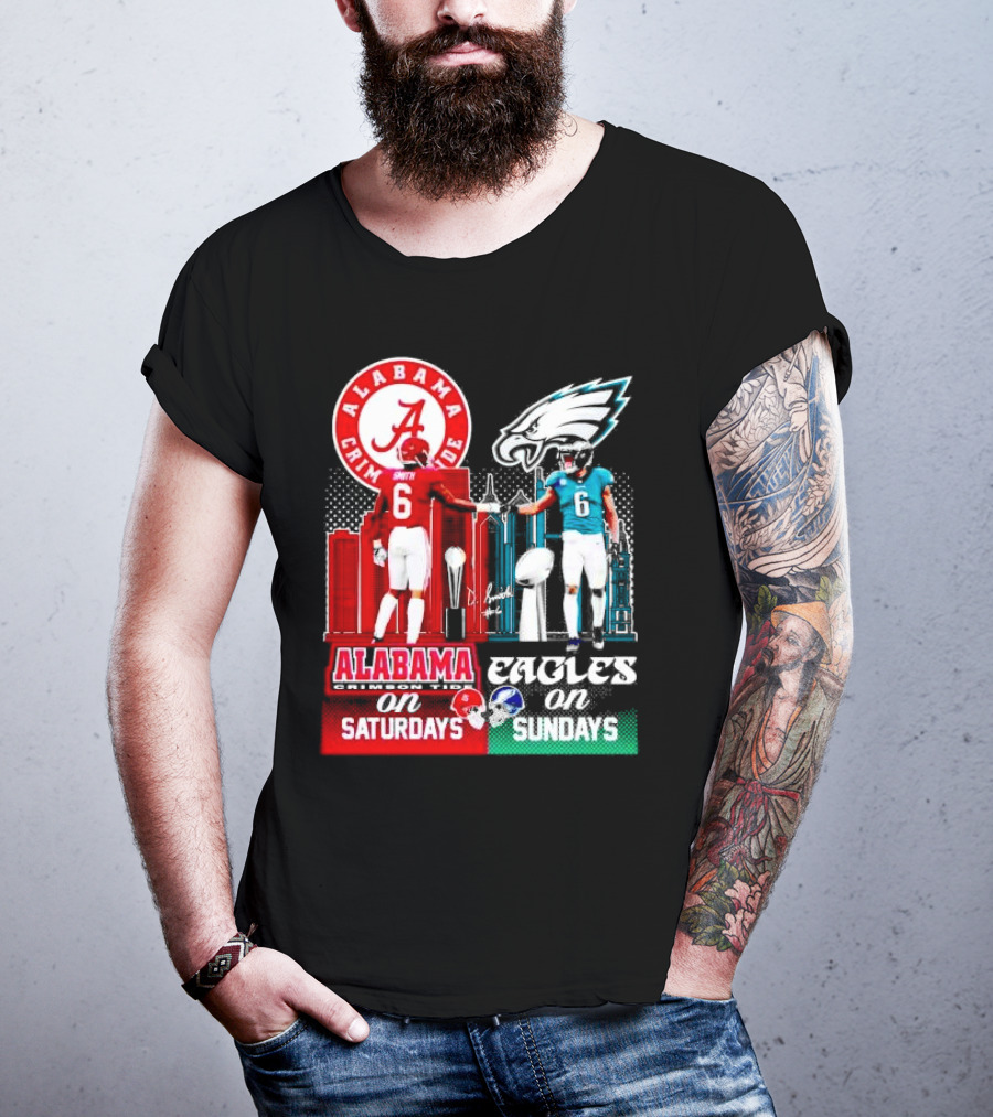 Alabama Crimson Tide Saturdays And Philadelphia Eagles Sundays Smith T-Shirt