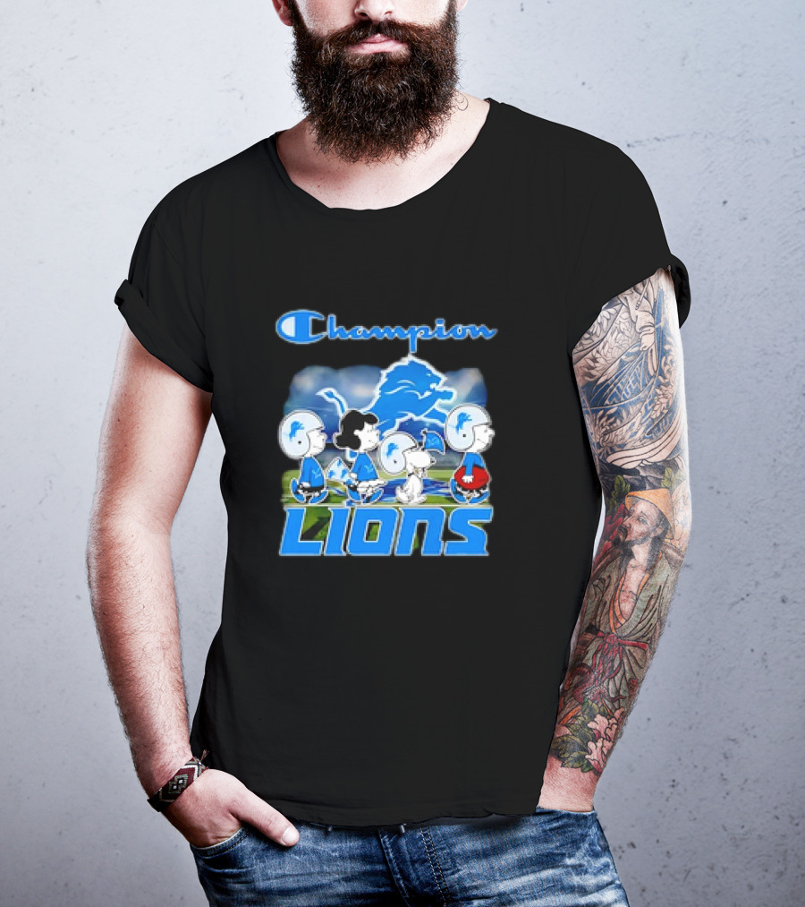 Champion Lions Snoopy Charlie Brown And Friends Detroit T-Shirt