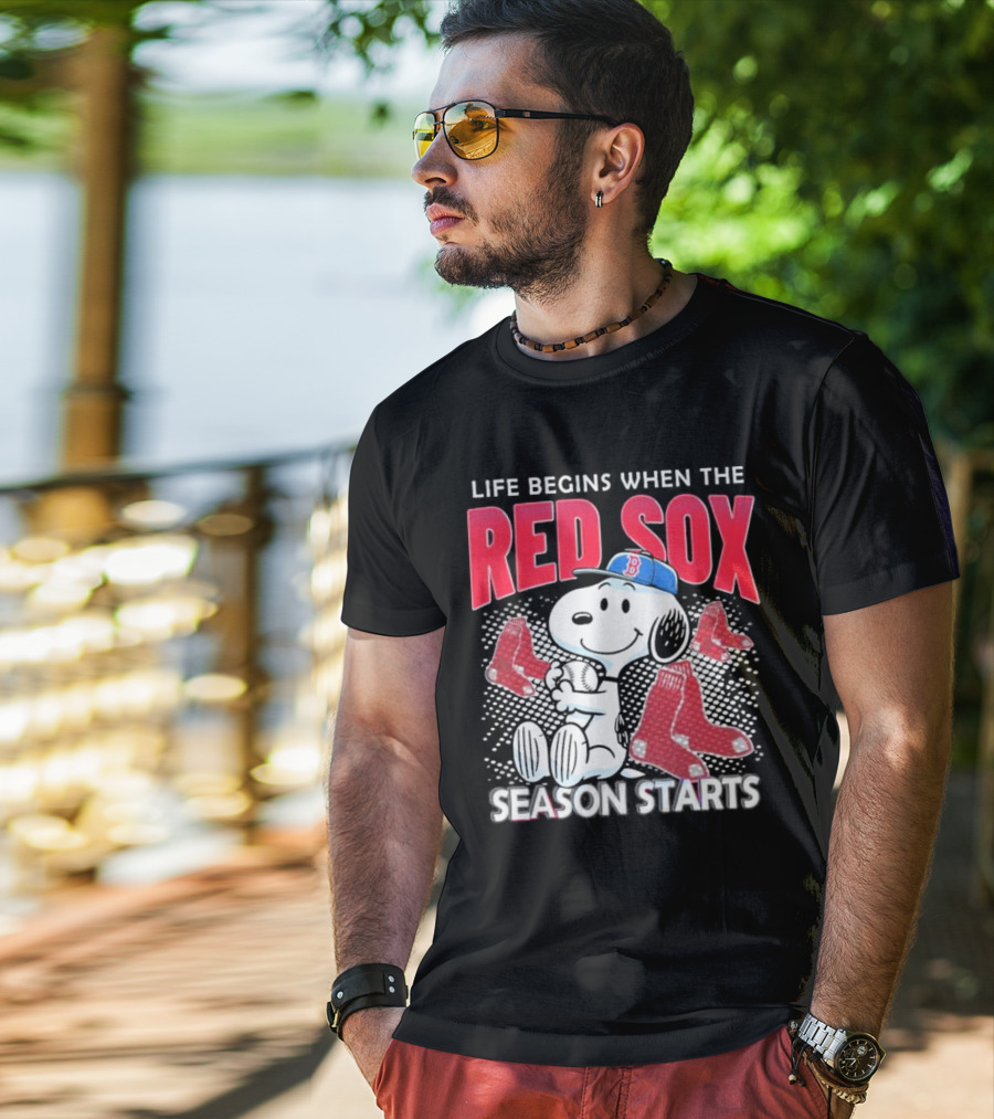 Snoopy Life Begins When The Red Sox Season Starts T-Shirt