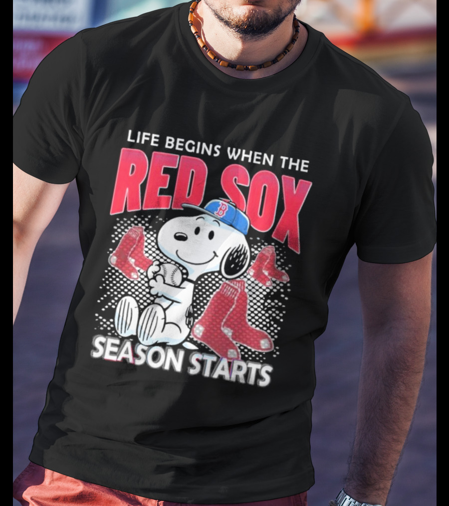 Snoopy Life Begins When The Red Sox Season Starts T-Shirt