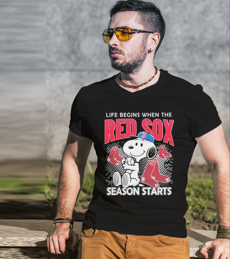 Snoopy Life Begins When The Red Sox Season Starts T-Shirt