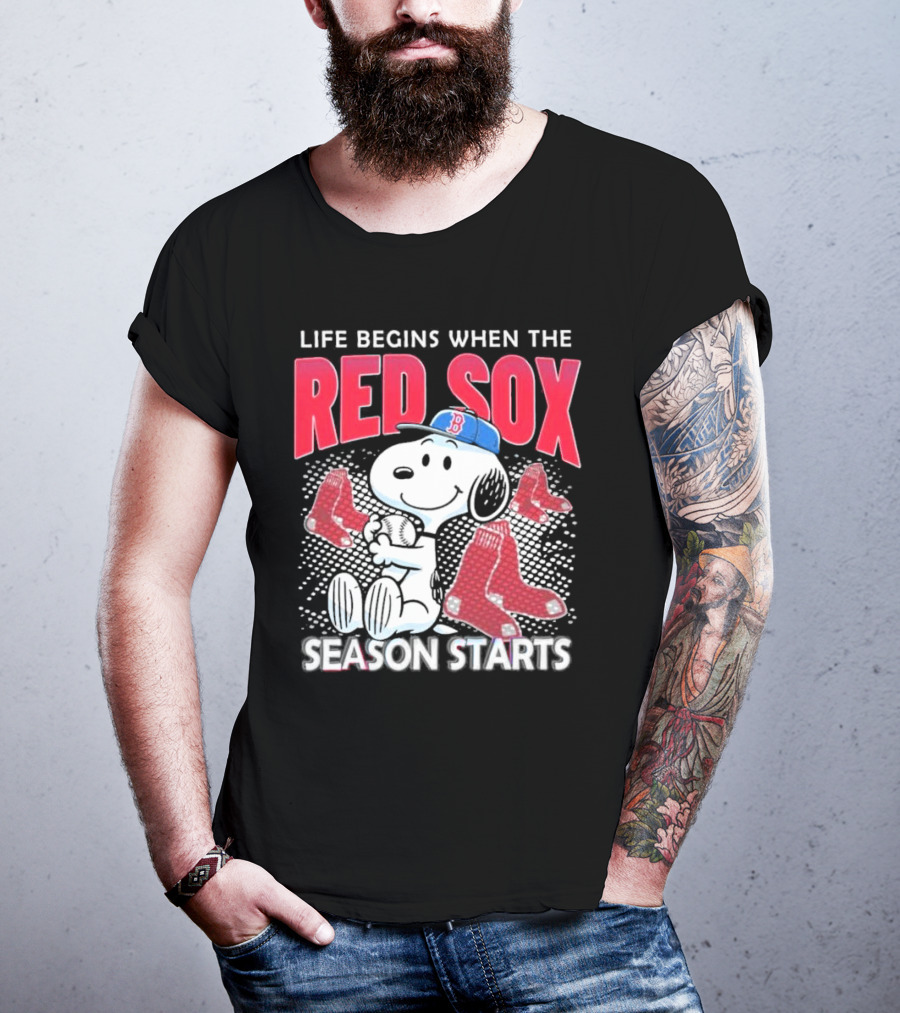 Snoopy Life Begins When The Red Sox Season Starts T-Shirt