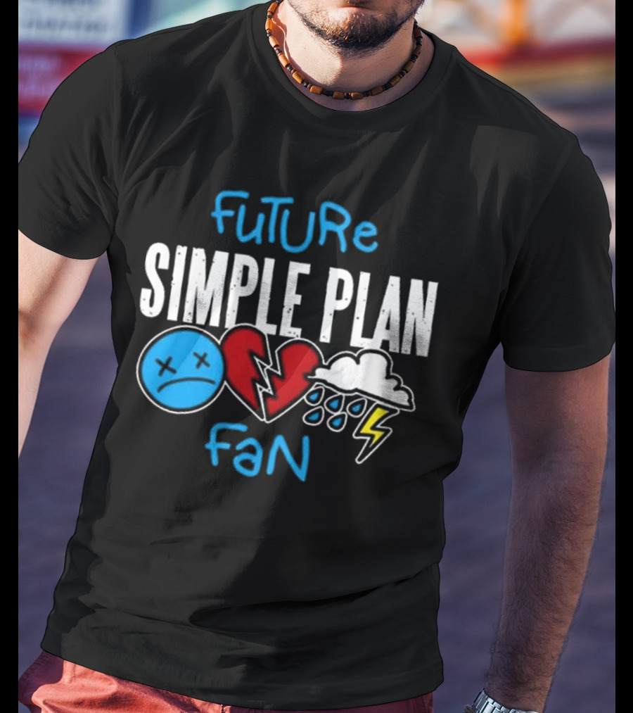Future Simple Plan Fan With Emojis Of Heart And Lightning Cloud T-Shirt