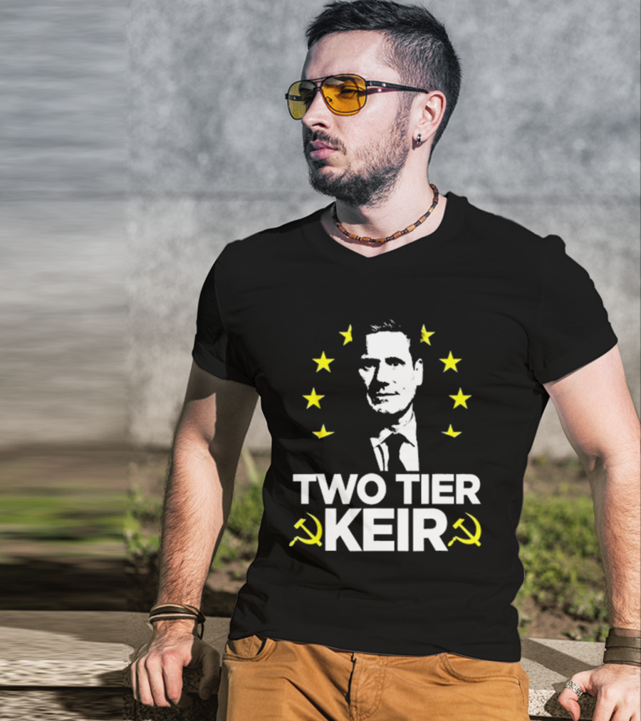 Euro Stars Circle Face Two Tier Keir Hammer Sickle T-Shirt