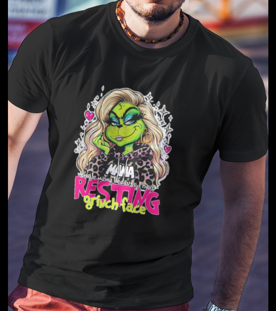 Single Mama Resting Grinch Face With Blonde Hair And Hearts T-Shirt