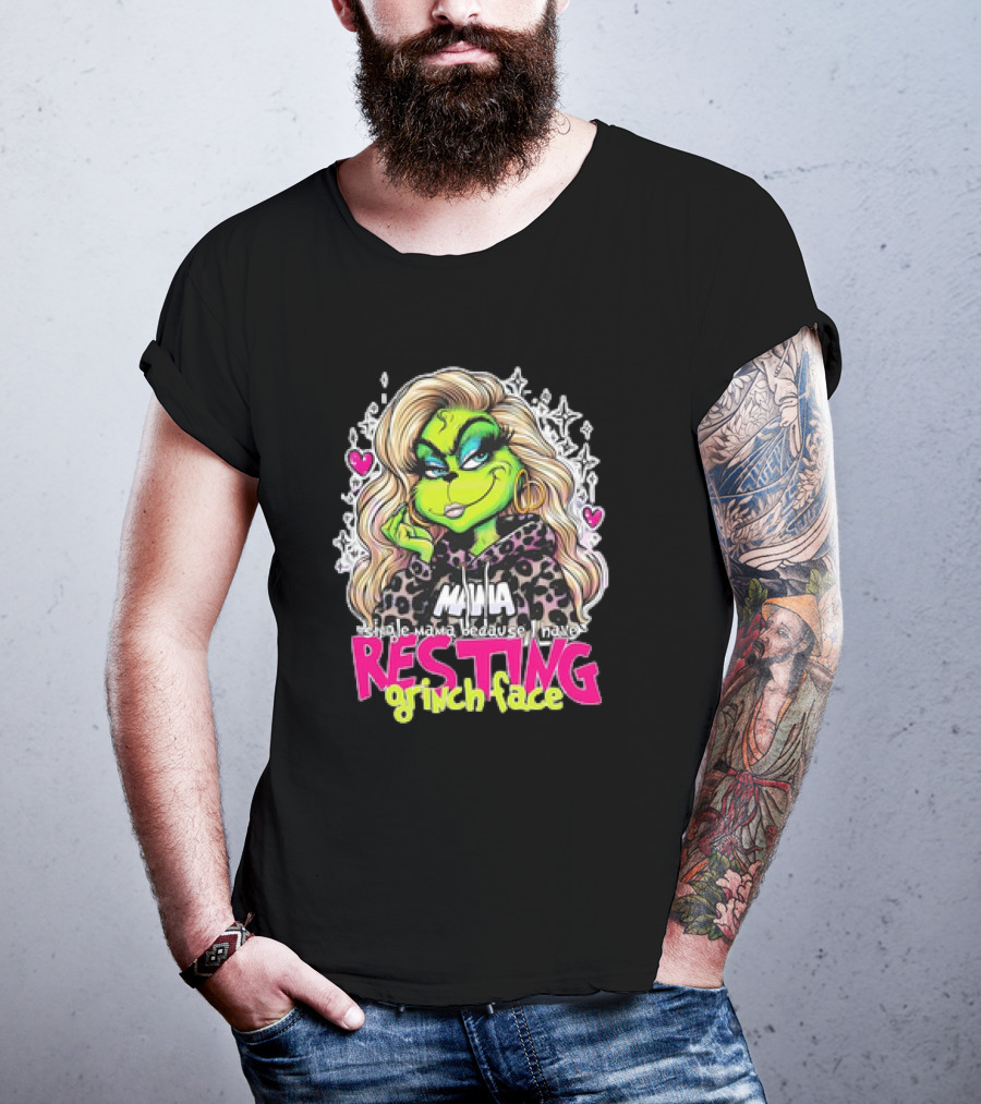 Single Mama Resting Grinch Face With Blonde Hair And Hearts T-Shirt