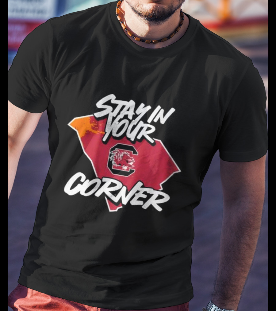 South Carolina Football Stay In Your Corner Gamecock Logo And State Map T-Shirt