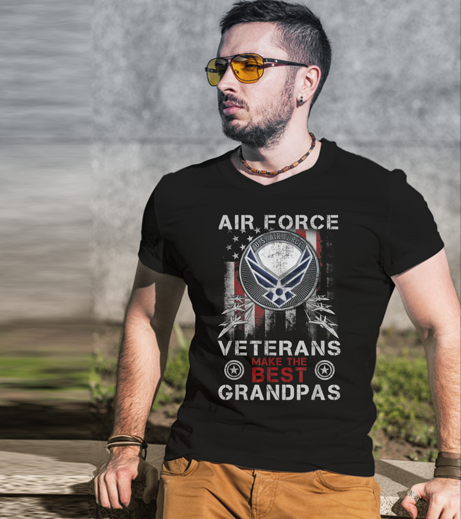 U.S. Air Force Veterans Make The Best Grandpas With American Flag T-Shirt