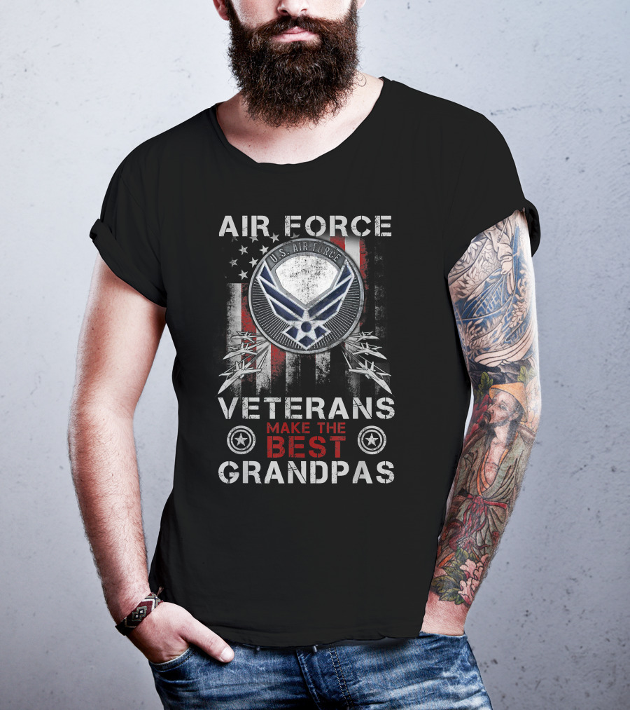U.S. Air Force Veterans Make The Best Grandpas With American Flag T-Shirt