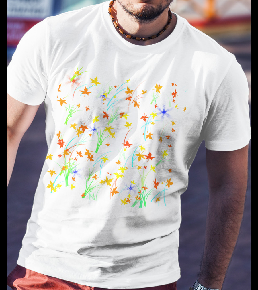 M #019 Colorful Autumn Leaves And Grass T-Shirt