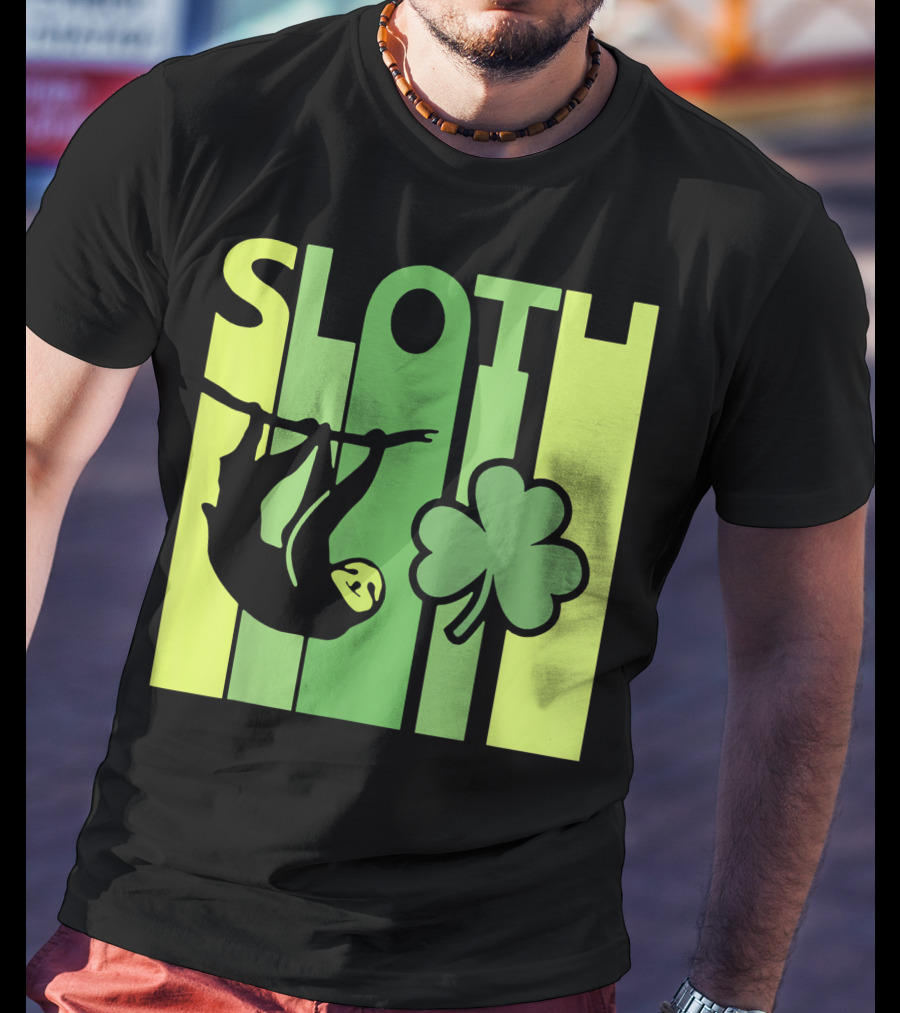 Lucky Sloth Hanging Irish Vintage Shamrock St Patrick's Day T-Shirt