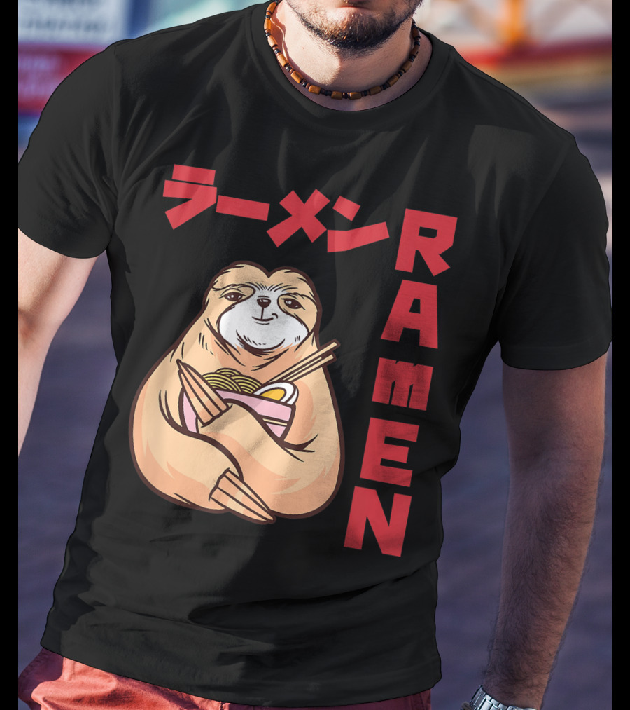 Kawaii Ramen Sloth Anime Noodles Japanese Sketching T-Shirt