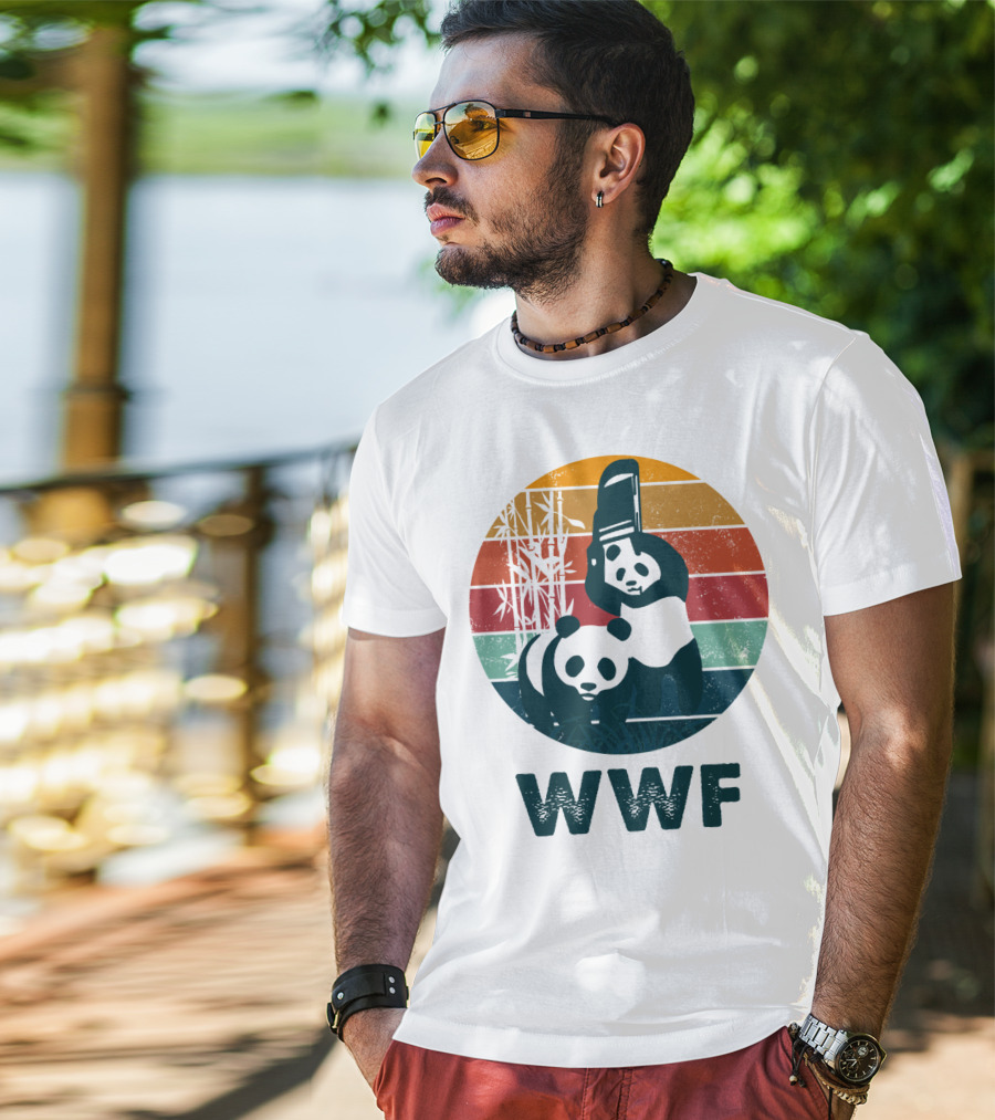 WWF Panda Retro Bamboo Scene T-Shirt