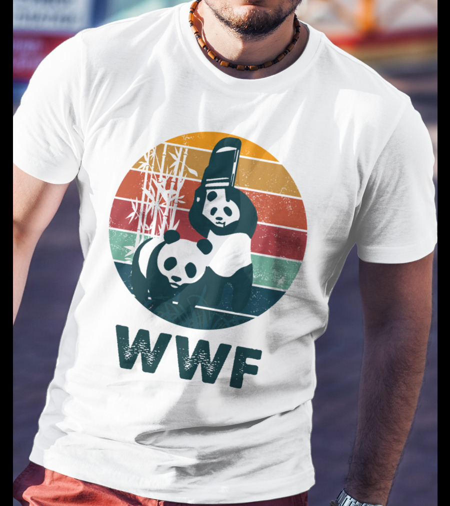 WWF Panda Retro Bamboo Scene T-Shirt
