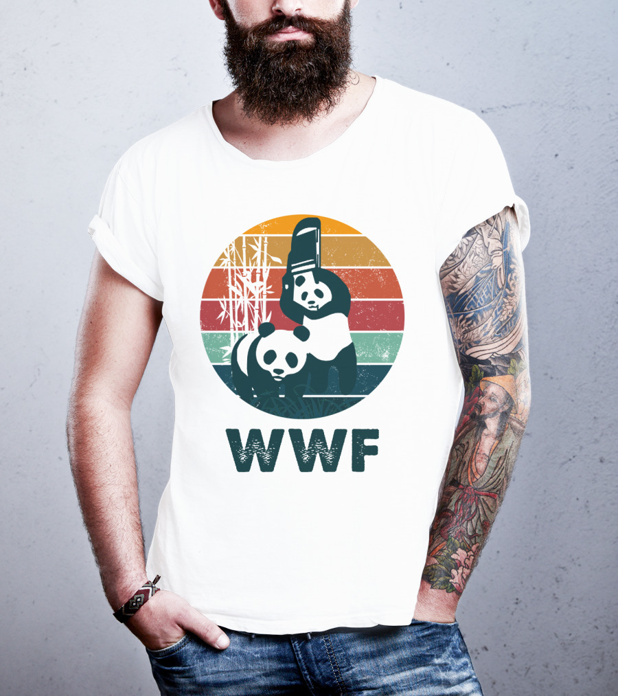 WWF Panda Retro Bamboo Scene T-Shirt
