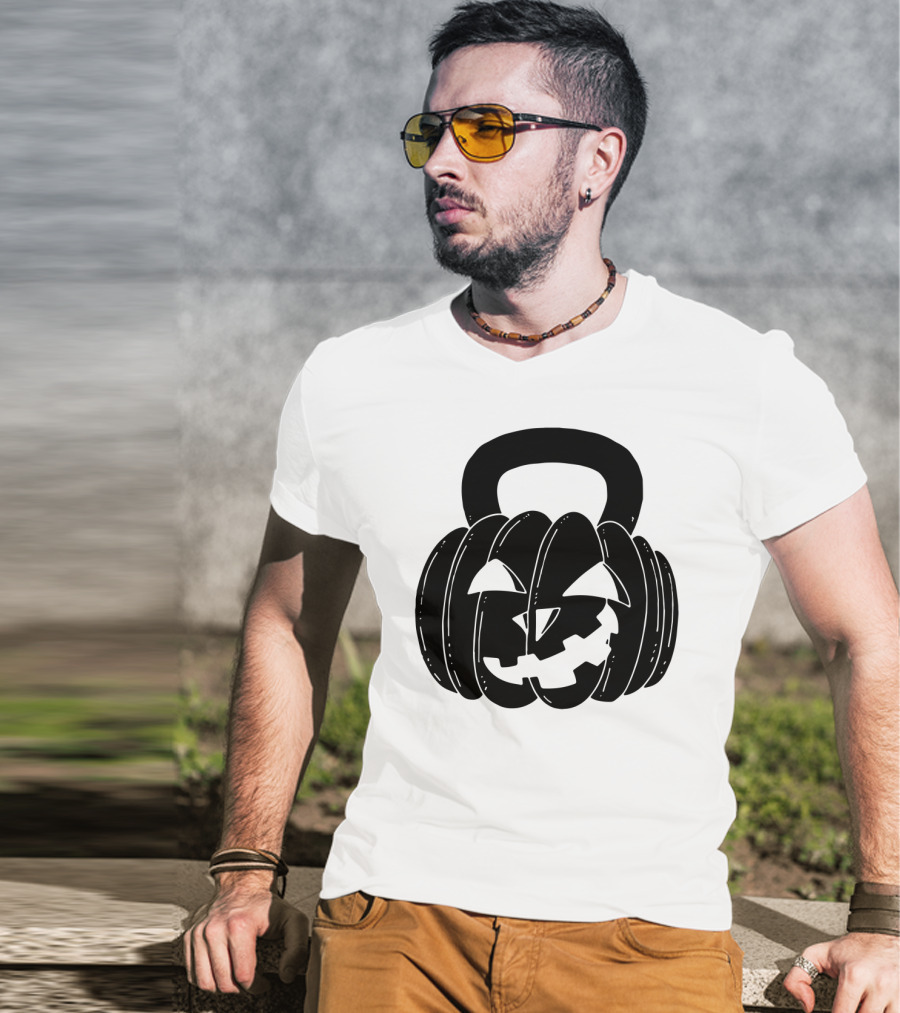 Pumpkin Halloween Kettlebell Fitness Jack-O'-Lantern T-Shirt