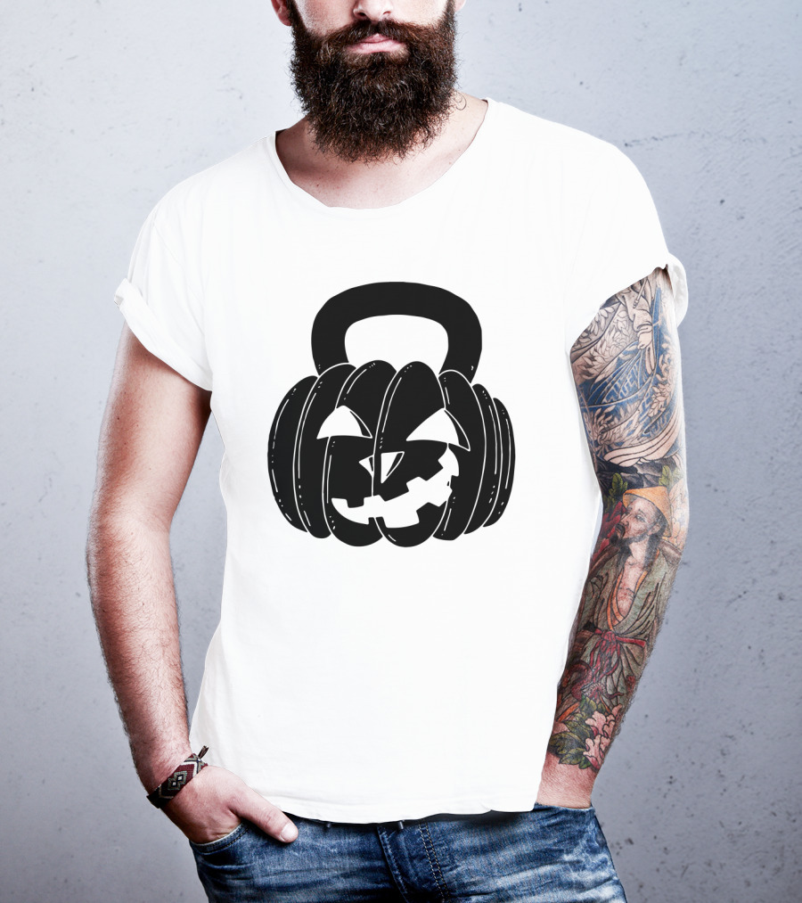 Pumpkin Halloween Kettlebell Fitness Jack-O'-Lantern T-Shirt