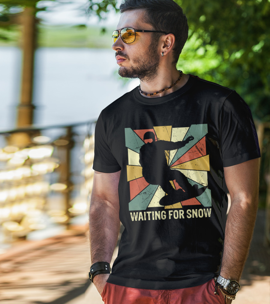 Waiting For Snow Vintage Snowboarding T-Shirt