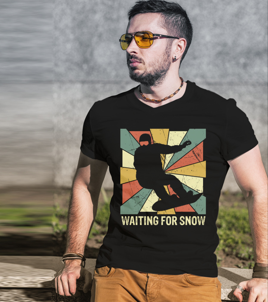 Waiting For Snow Vintage Snowboarding T-Shirt