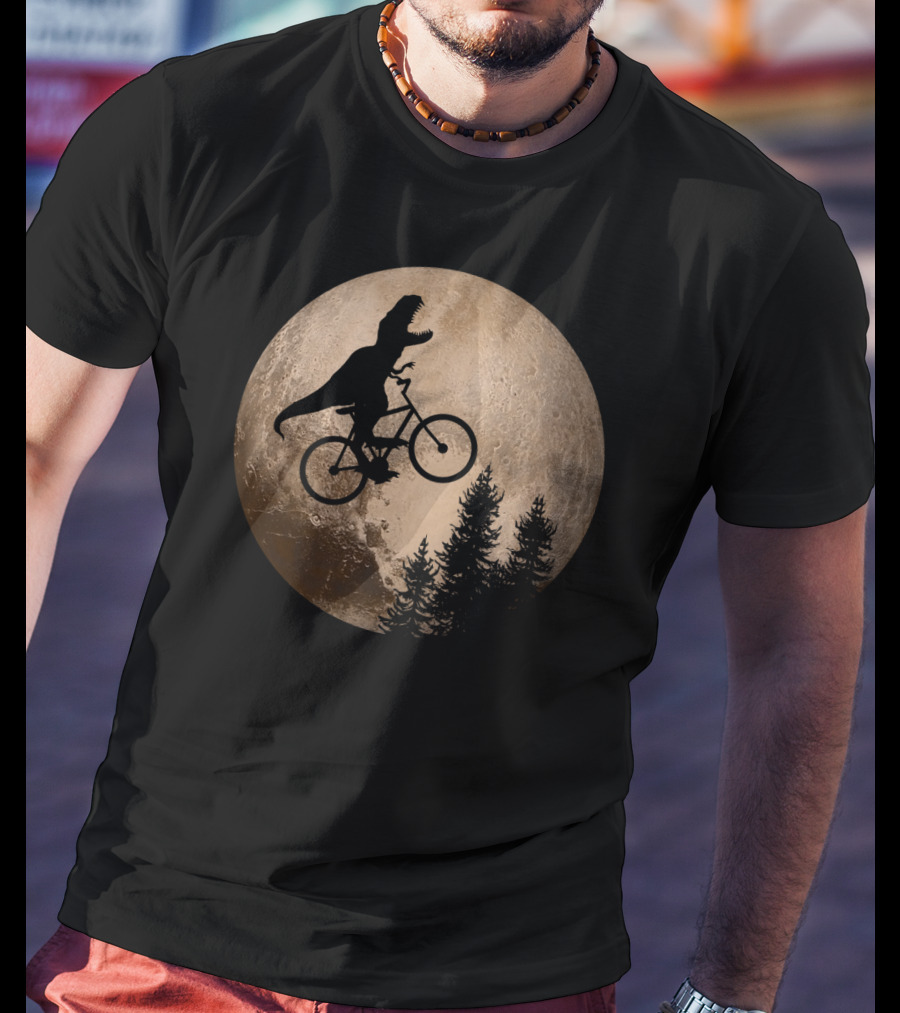 T Rex Riding A Bicycle Across Pluto T-Shirt