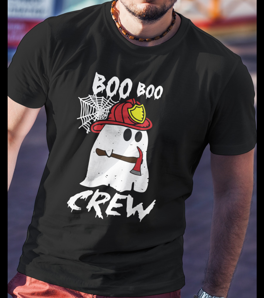 Boo Boo Firefighter Crew Ghost With Axe And Helmet T-Shirt
