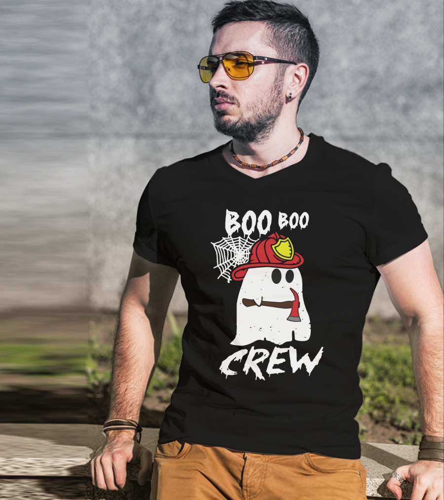 Boo Boo Firefighter Crew Ghost With Axe And Helmet T-Shirt