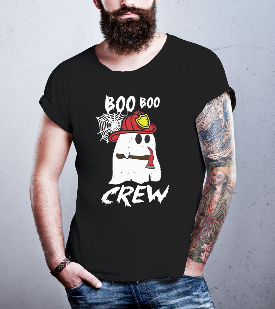 Boo Boo Firefighter Crew Ghost With Axe And Helmet T-Shirt