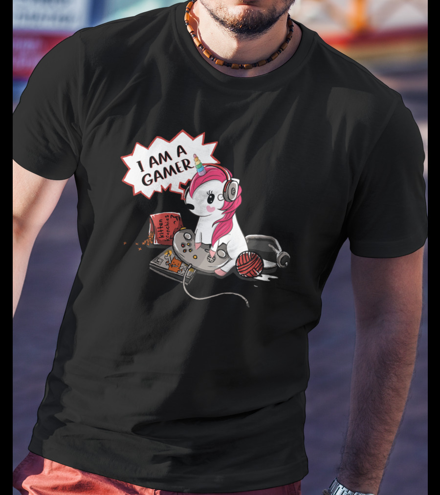 I Am A Gamer Unicorn Headset Controller Fantasy Adventure T-Shirt