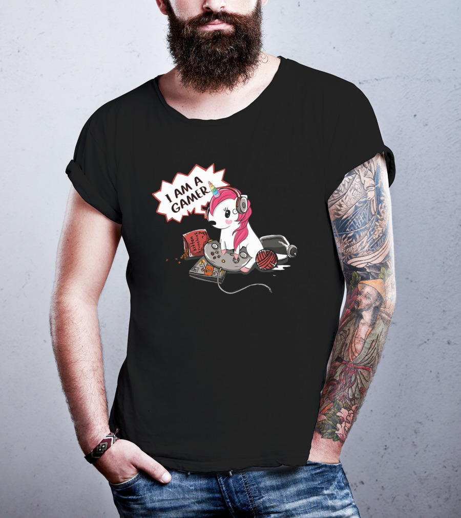 I Am A Gamer Unicorn Headset Controller Fantasy Adventure T-Shirt