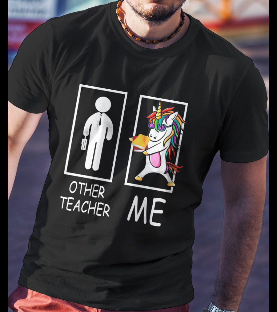 Other Teacher And Me Unicorn Flossing With Rainbow Mane T-Shirt