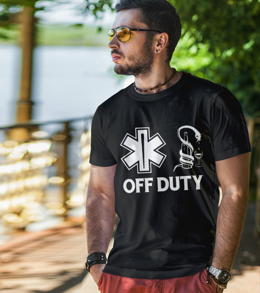 EMT Off Duty Symbol With Wine And Snake T-Shirt