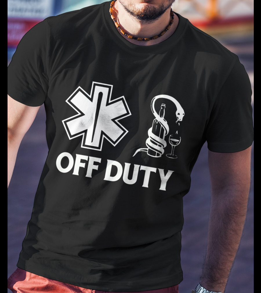 EMT Off Duty Symbol With Wine And Snake T-Shirt