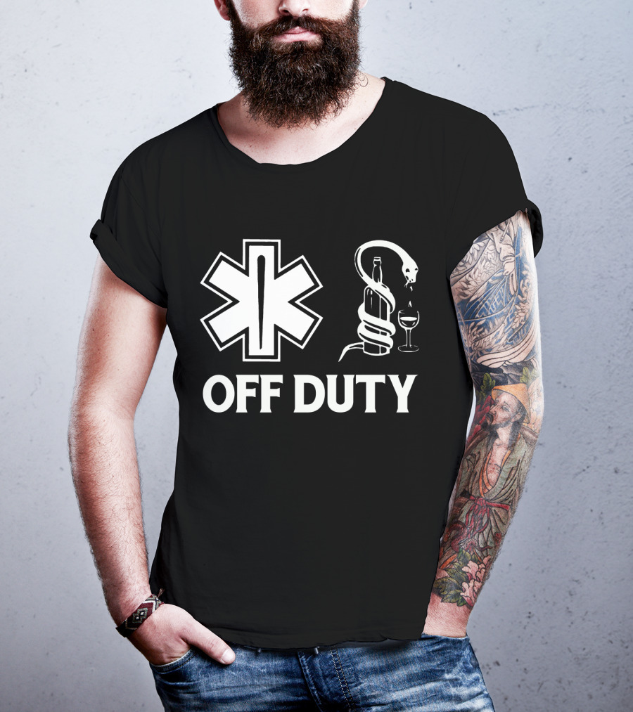 EMT Off Duty Symbol With Wine And Snake T-Shirt