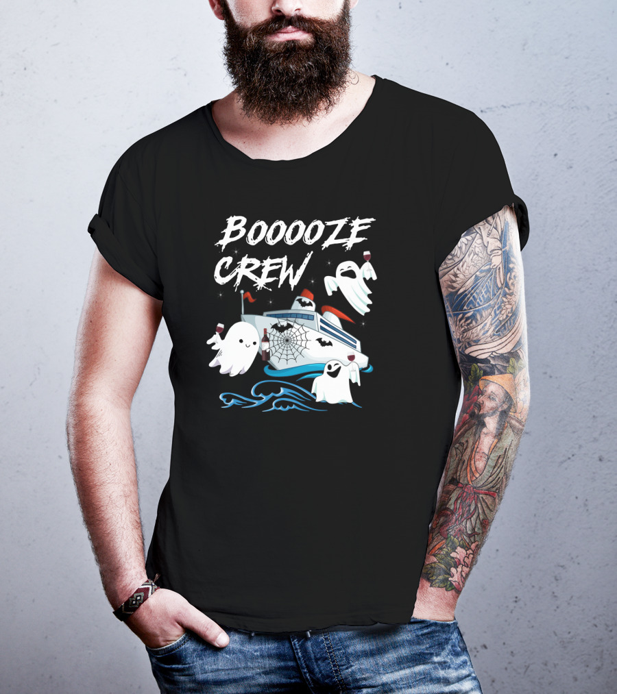 BOOOOZE CREW Ghosts Cruising With Wine On A Spooky Boat T-Shirt
